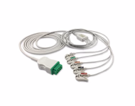 Compatible 5-lead One-Piece ECG Cable with Grabber/Pinch end (comparable to GE Healthcare 2017-004-001) AHA Reusable, Limb + Chest Lead, 2.5m+0.9m, Shielded SKU: ECZ-5004G-A