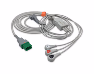 Compatible 3-lead One-Piece ECG Cable with Snap end (for use with Datascope) AHA Reusable, Limb Lead, 2.5m+0.9m, Defib-Proof (with Resist) SKU: EC-3018RS-A