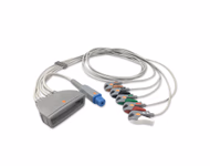 Compatible 5-lead Telemetry ECG Leadwire with Grabber/Pinch end Molded 0.9m AHA (comparable to Philips 989803171851) Reusable, Limb + Chest Lead, Lead Type: Philips MX40, Philips Fast SpO2 SKU: EL-TMX5PH-90G-A
