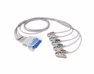 Compatible 5-lead Telemetry ECG Leadwire with Grabber/Pinch end Molded 0.9m AHA (comparable to Philips 989803152051) Reusable, Limb + Chest Lead, Lead Type: Tele IntelliVue, Shielded SKU: EL-TPH5-90G-A