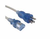 Hospital-Grade Power Cord – NEMA 5-15P to IEC320 C13, Straight Angle, Green Dot, 10ft, SJT 18/3 AWG, 10A 125VAC, Gray Jacket with Clear Blue Connectors Used in Hospitals and Other Medical Settings for Upgrading or Replacing Power Cords for PCs/ Monitors/ Infusion Pumps/ Medical Carts/ Hospital Beds/ ECG/ EKG/ EEG/ Incubtors/ Defibrillators/ Exam Lights/ Procedure Lights and More. They are UL Certified to be Safe and Reliable for Use in Demanding Hospital Environments. SKU: TNC-HPC008
