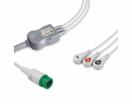 Compatible 3-lead One-Piece ECG Cable with Snap end (comparable to Mindray 043-000487-01) AHA Reusable, Limb Lead, 2.5m+0.9m, Respiratory Rate SKU: EC-3016S-A