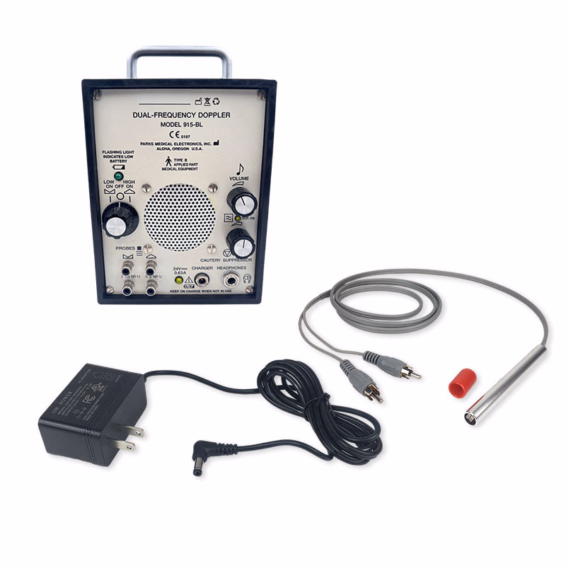 Refurbished Dual-Frequency Doppler - Parks Medical 915-BL with New 9.2MHz probe and battery & Power adapter SKU: 915-BL-R-01