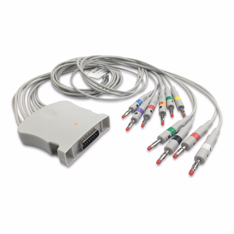 Compatible 10-lead ECG Leadwire with 4mm Banana end Individual 0.9m AHA (comparable to Midmark 3-100-0203) Reusable, Limb + Chest Lead, Lead Type: Midmark, Shielded SKU: EKL-MDK10-B-A
