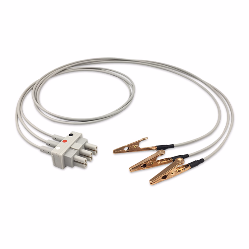 Compatible 3 Lead ECG Wires with Alligator Clips, 1.0m,AHA for smiths medical/V3404, V3404P SKU: ELV-AAS3-100A-A