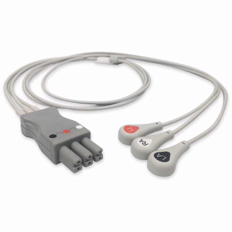 Compatible 3-lead ECG Leadwire with Snap end Molded 0.9m AHA (comparable to Mindray 0010-30-42900) Reusable, Limb Lead, Lead Type: Mindray, Shielded SKU: EL-MR3-90S-A