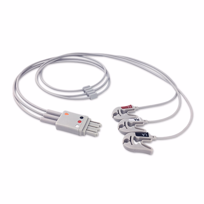 Compatible 3-lead ECG Leadwire with Grabber/Pinch end Molded 0.9m AHA (comparable to Philips M1671A) Reusable, Limb Lead, Lead Type: Philips IntelliVue, Shielded SKU: EL-PH3-90G-A