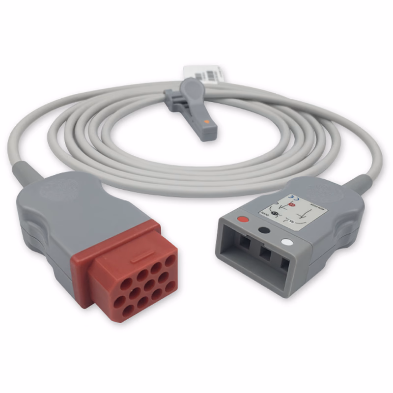 Compatible 3-lead with Respiratory Rate ECG Trunk Cable AHA (comparable to Bionet B-CBL-EP) Reusable, 2.5m, veterinary purpose SKU: ET-3045-BN-A