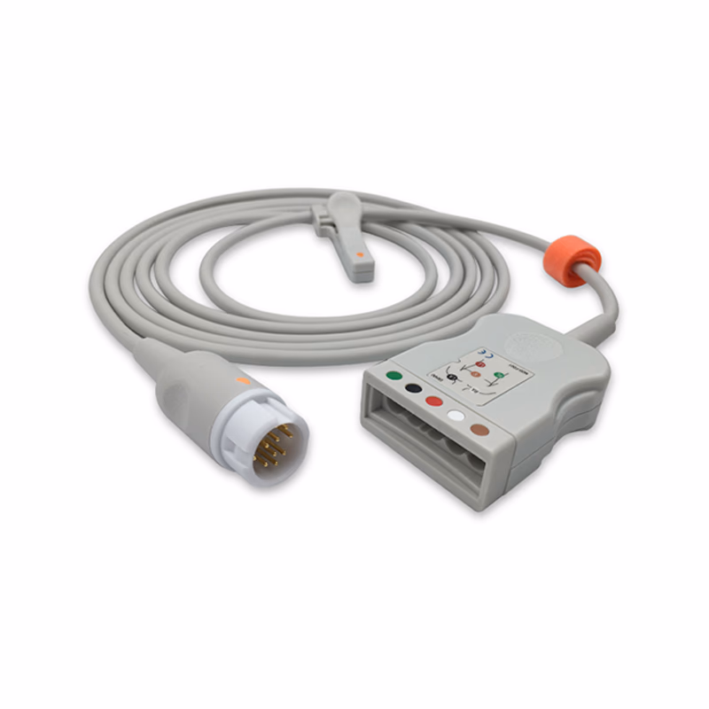 Compatible 5-lead with Defib-Proof (with Resist) ECG Trunk Cable AHA (comparable to Philips M1668A) Reusable, Limb + Chest Lead, 2.5m, used with Philips IntelliVue Leadwire SKU: ET-5005R-PH-A