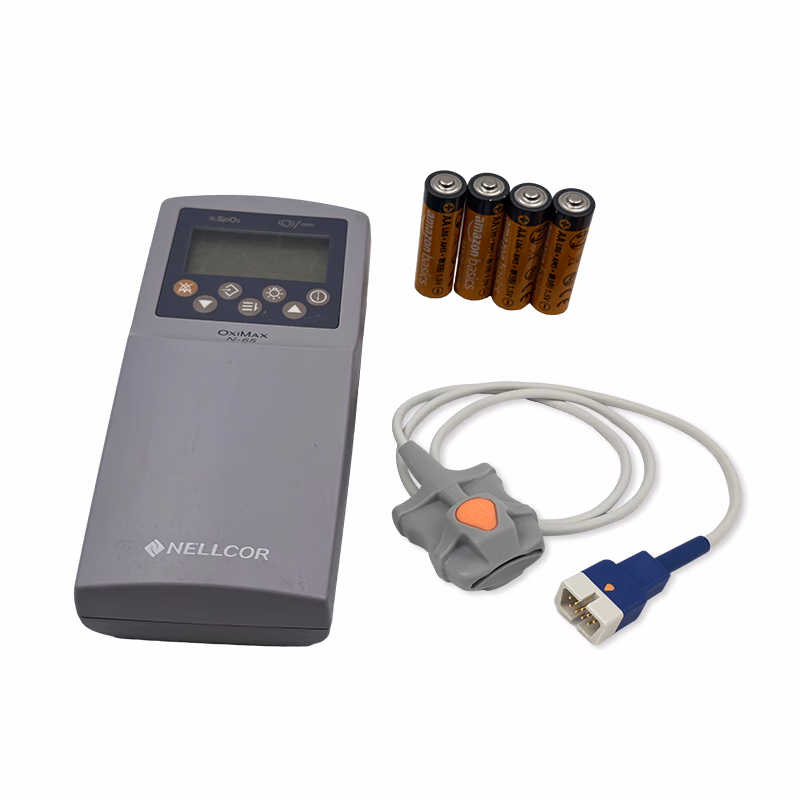 Refurbished Handheld Pulse Oximeter with New Sensor - Nellcor OxiMax N-65 with new compatible adult Soft Rubber sensor SKU: N65-R-02