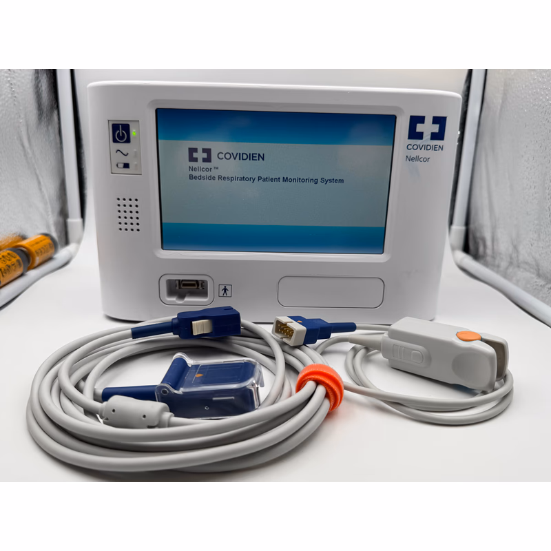 Refurbished Bedside Respiratory Patient Monitoring System with New Accessory - Nellcor PM1000N with new compatible adult finger sensor and spO2 adapter cable SKU: PM1000N-R-01