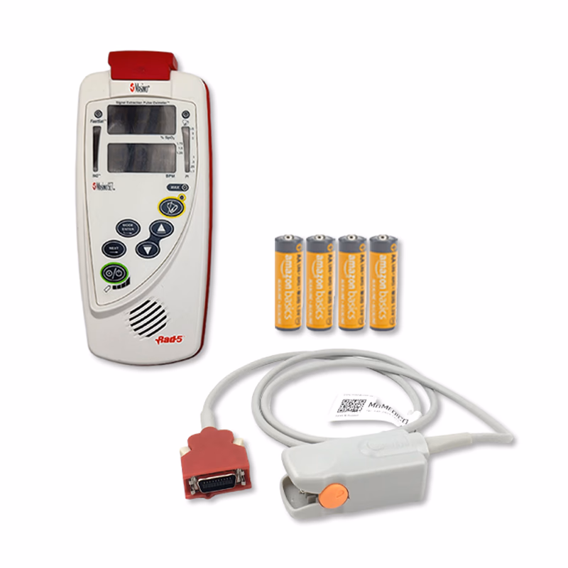 Refurbished Handheld Pulse Oximeter with New Accessory - Masimo Rad-5 with new compatible finger clip sensor SKU: Rad-5-R-01
