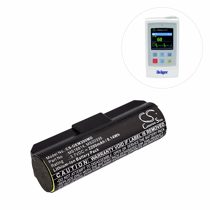 Compatible Li-ion Battery, 3.7V, 2200mAh (comparable to Draeger MS29977) for Draeger Infinity M300 SKU: TNC-BA118