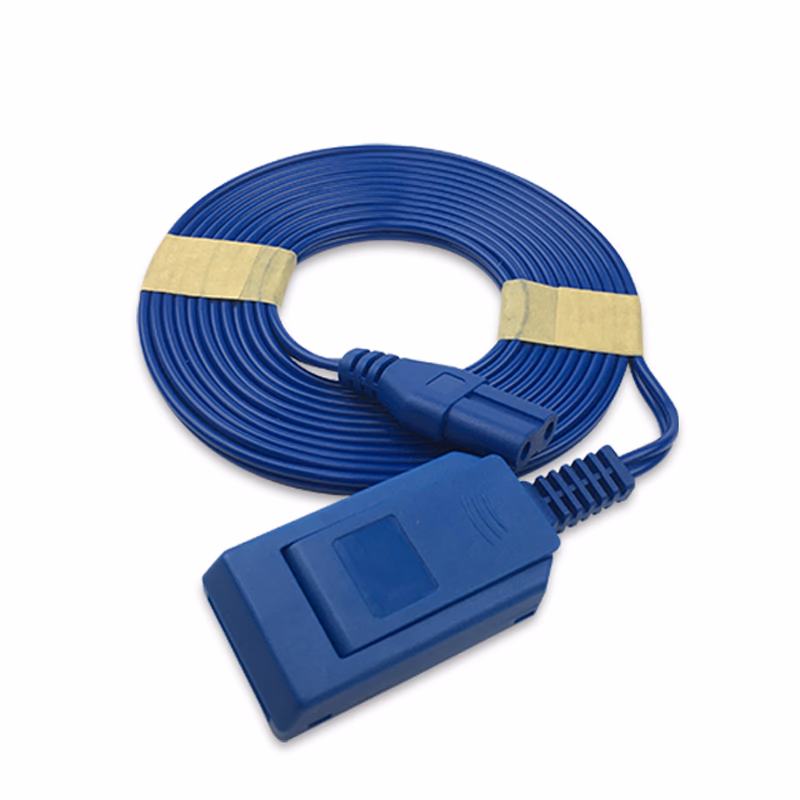 Compatible PVC Patient Return Electrode Cord 3m (comparable to Conmed T228) REM Non-needle plug to Negative Clamp SKU: TNC-PCC02