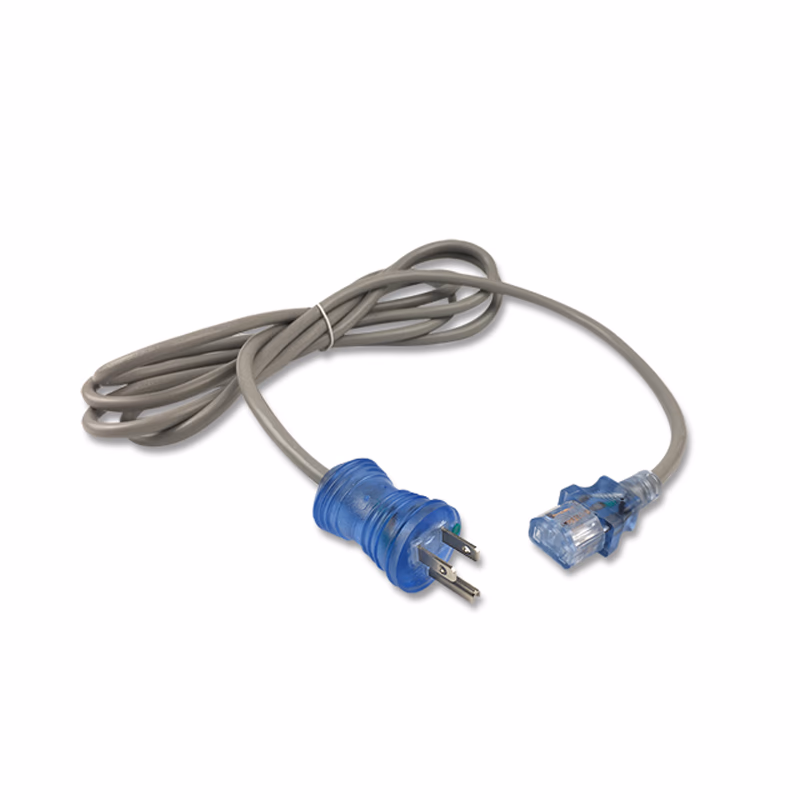 Hospital-Grade Power Cord, NEMA 5-15P to IEC320 C13 Straight Angle, Green Dot, 10ft, SJT 18/3 AWG, 10A 125VAC, Gray Jacket, Clear Blue Connectors Used in Hospitals and Other Medical Settings for Upgrading or Replacing Power Cords for PCs/ Monitors/ Infusion Pumps/ Medical Carts/ Hospital Beds/ ECG/ EKG/ EEG/ Incubtors/ Defibrillators/ Exam Lights/ Procedure Lights and More. They are UL Certified to be Safe and Reliable for Use in Demanding Hospital Environments. SKU: XH216D