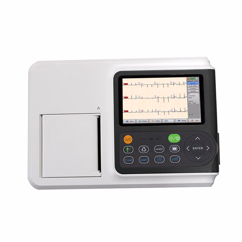 Original ECG Machine, 3 Channel Electrocardiograph - Biocare IE 300 5 inches large LCD screen, multilingual, Manual, Auto and Rhythm 3 recording modes. The Biocare iE 300 comes with evaluation and interpretation that is suitable for adults, children, and infants. The integrated lithium battery, A4 paper size body, light weight and easy-to-use operation make it ideal for mobile applications. SKU: iE 300