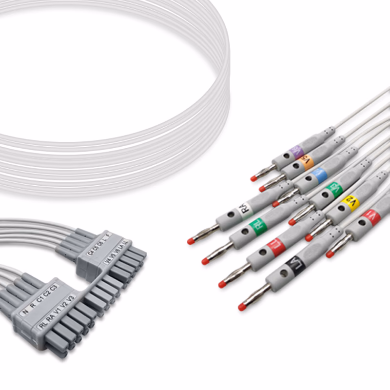 Compatible 10-lead ECG Leadwire with 4mm Banana end Individual 0.9m AHA (comparable to Mortara 9293-041-50) Reusable, Limb + Chest Lead, Shielded SKU: EKL-MT10-B-A
